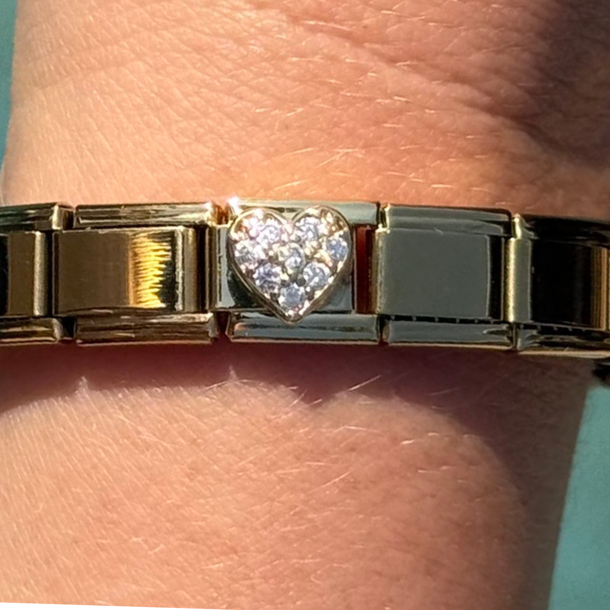 Crystal Heart Gold Charm