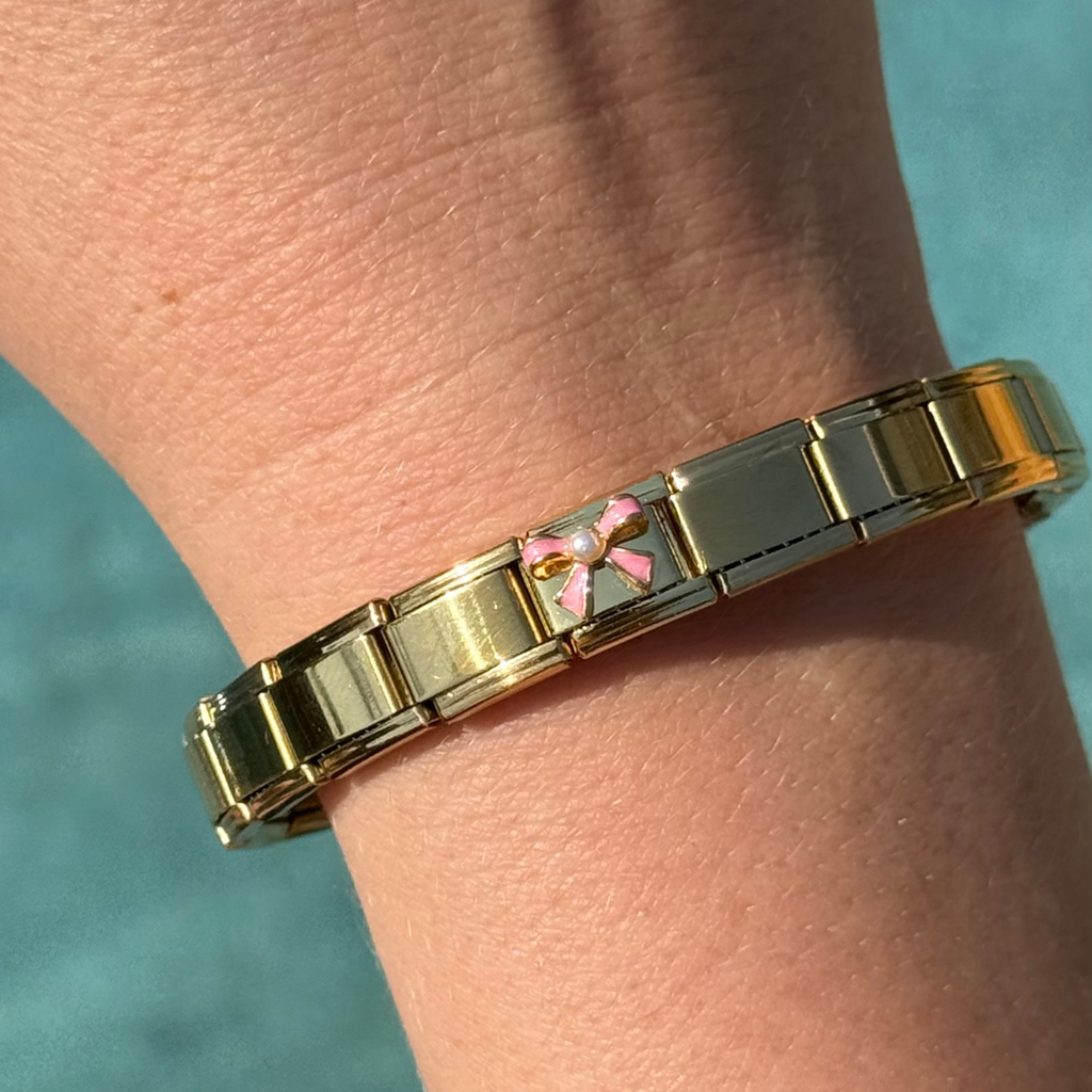 Pink Bow Gold Charm