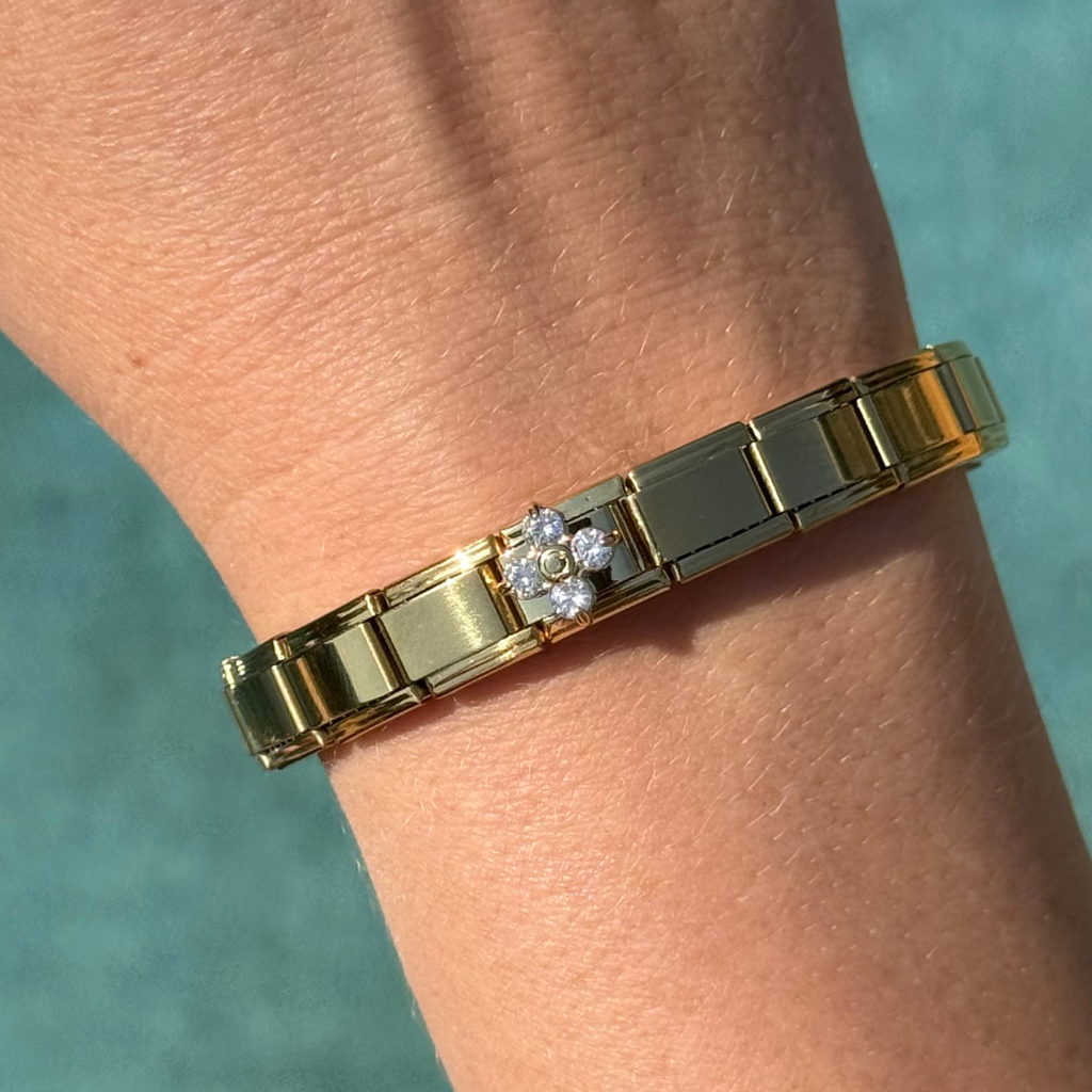 Crystal Blossom Gold Charm