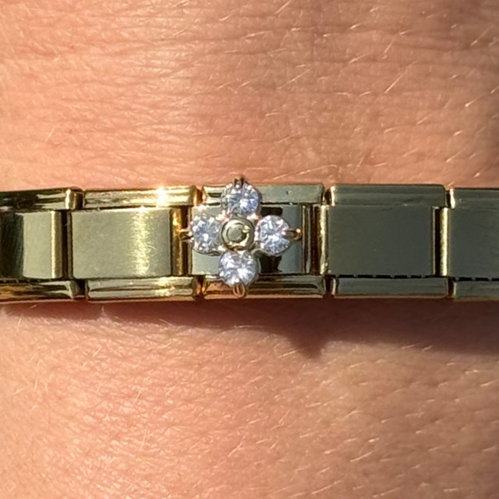 Crystal Blossom Gold Charm