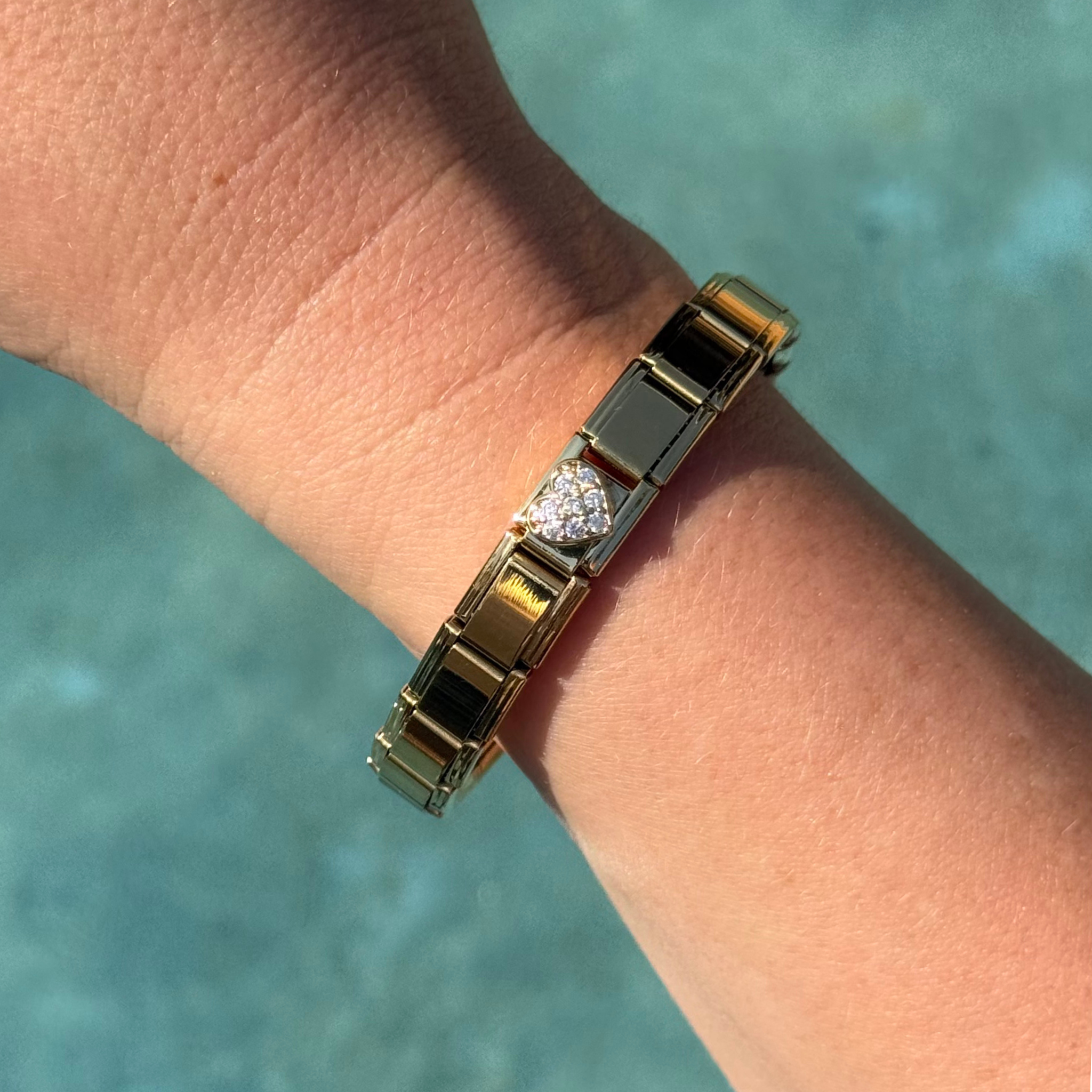 Crystal Heart Gold Charm