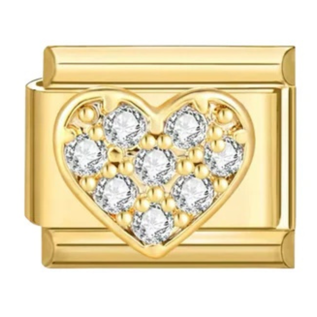 Crystal Heart Gold Charm