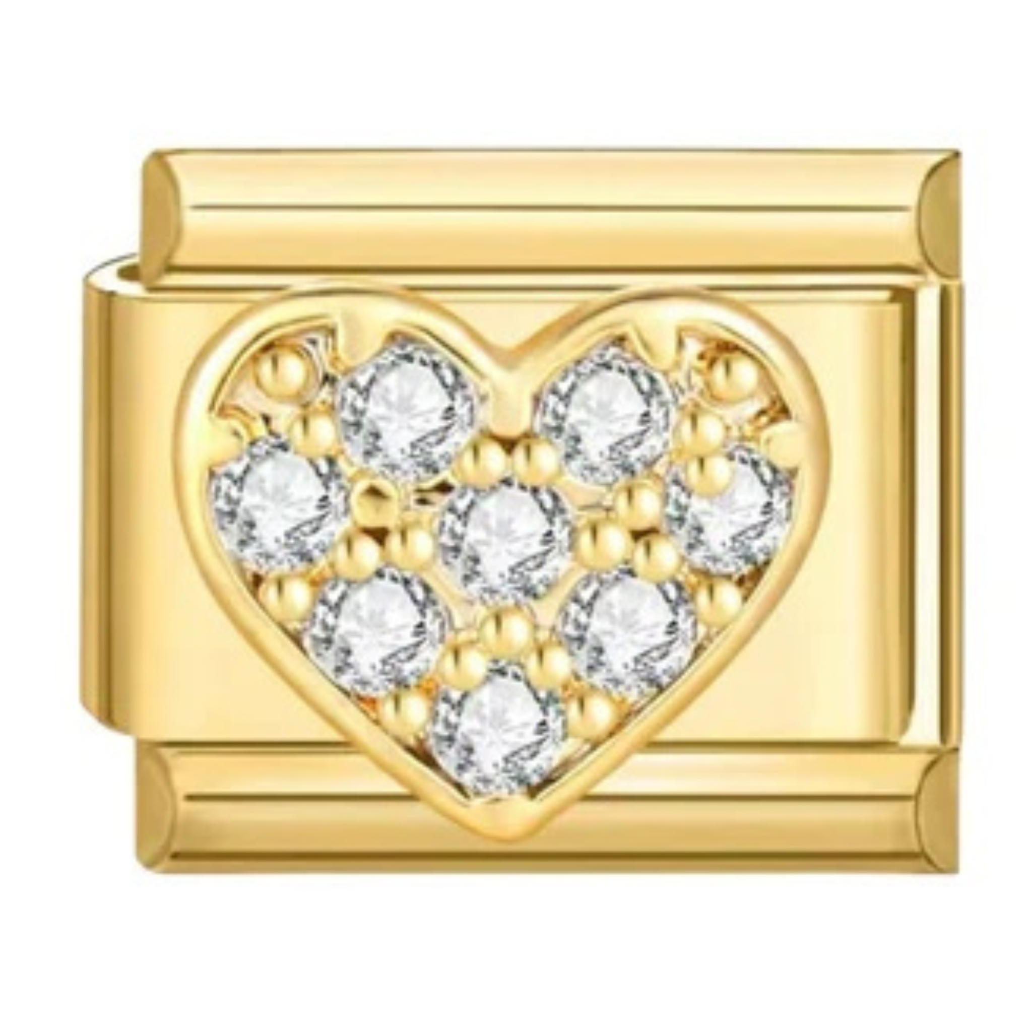 Crystal Heart Gold Charm