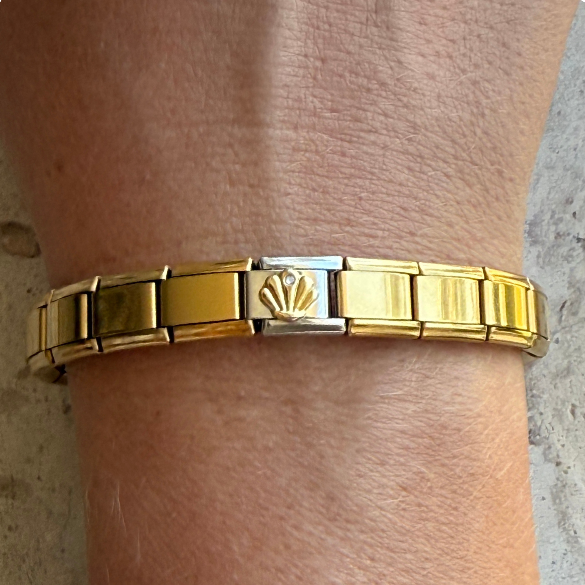 Golden Shell Silver Charm