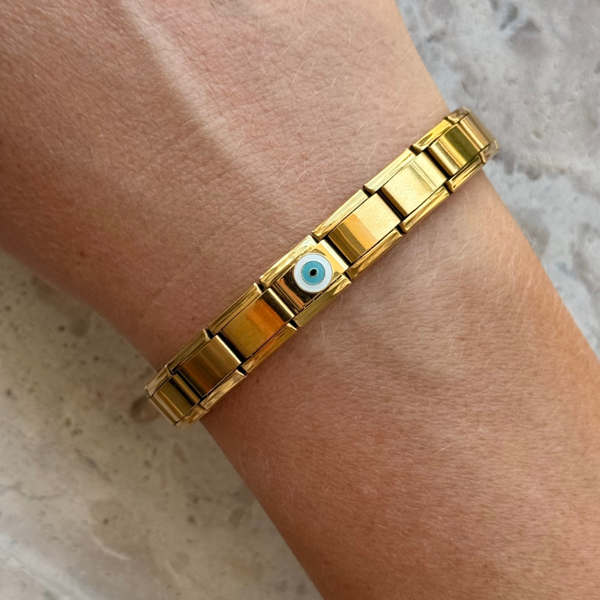 Aqua Evil Eye Gold Charm