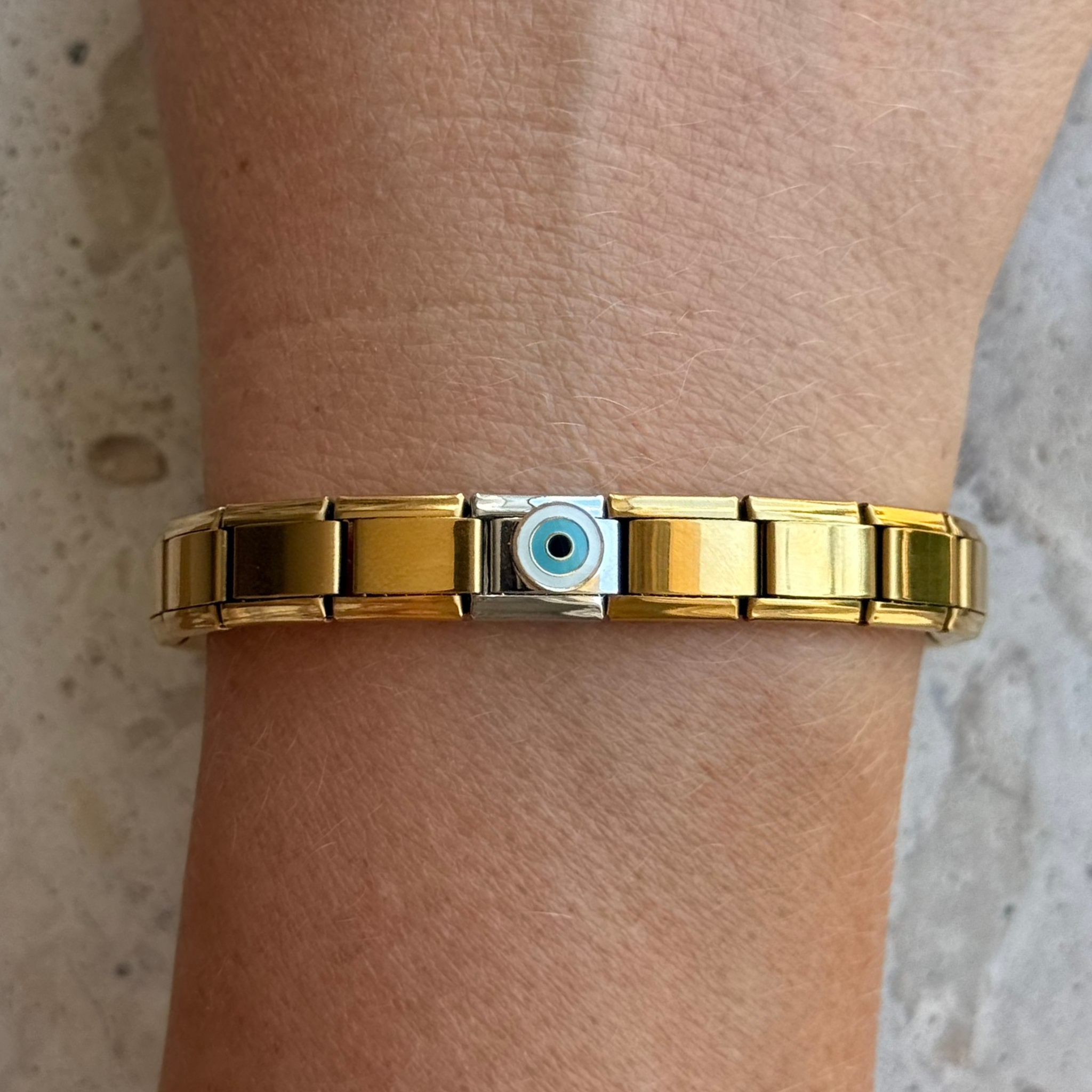 Aqua Evil Eye Silver Charm