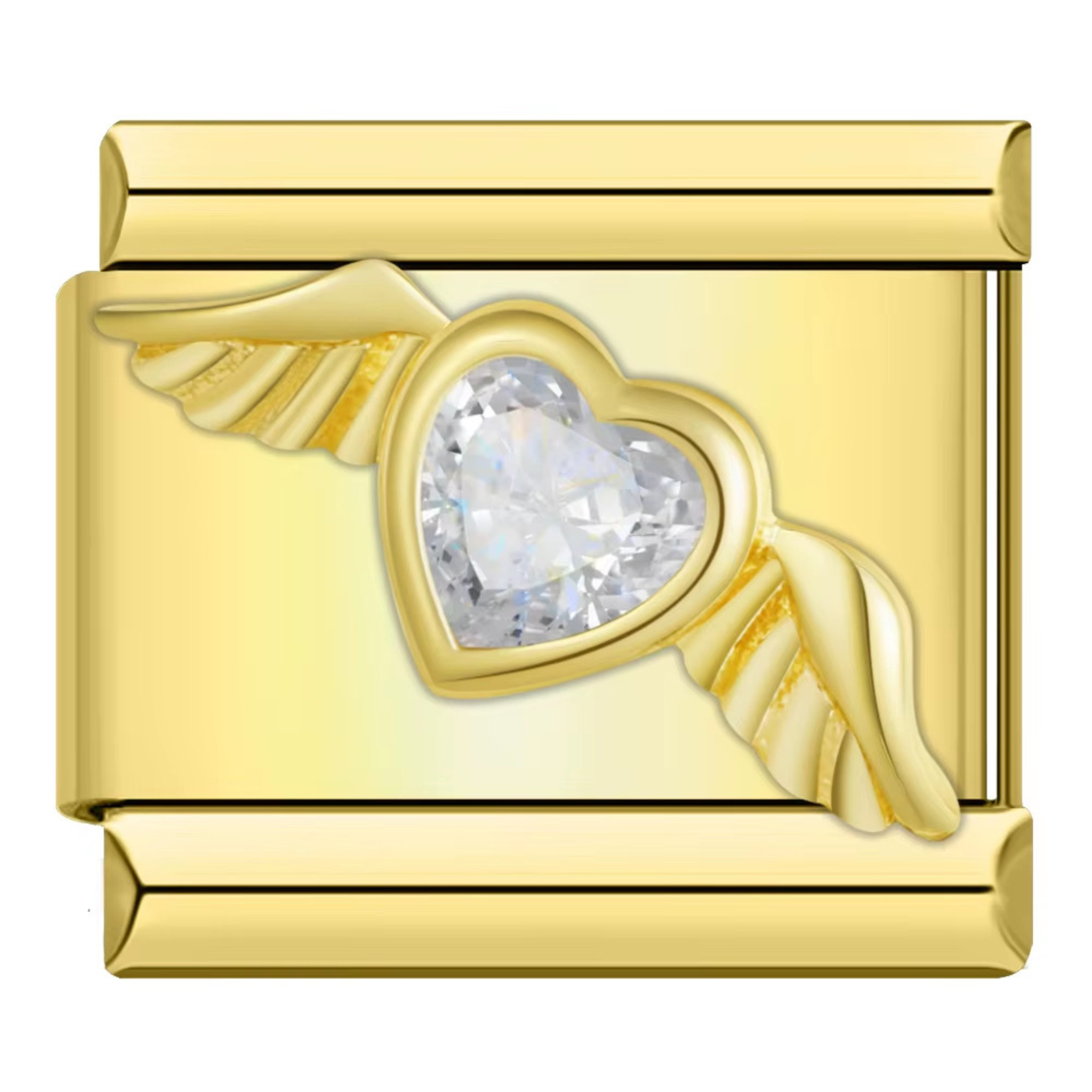 Angel Wing Heart Charm Gold