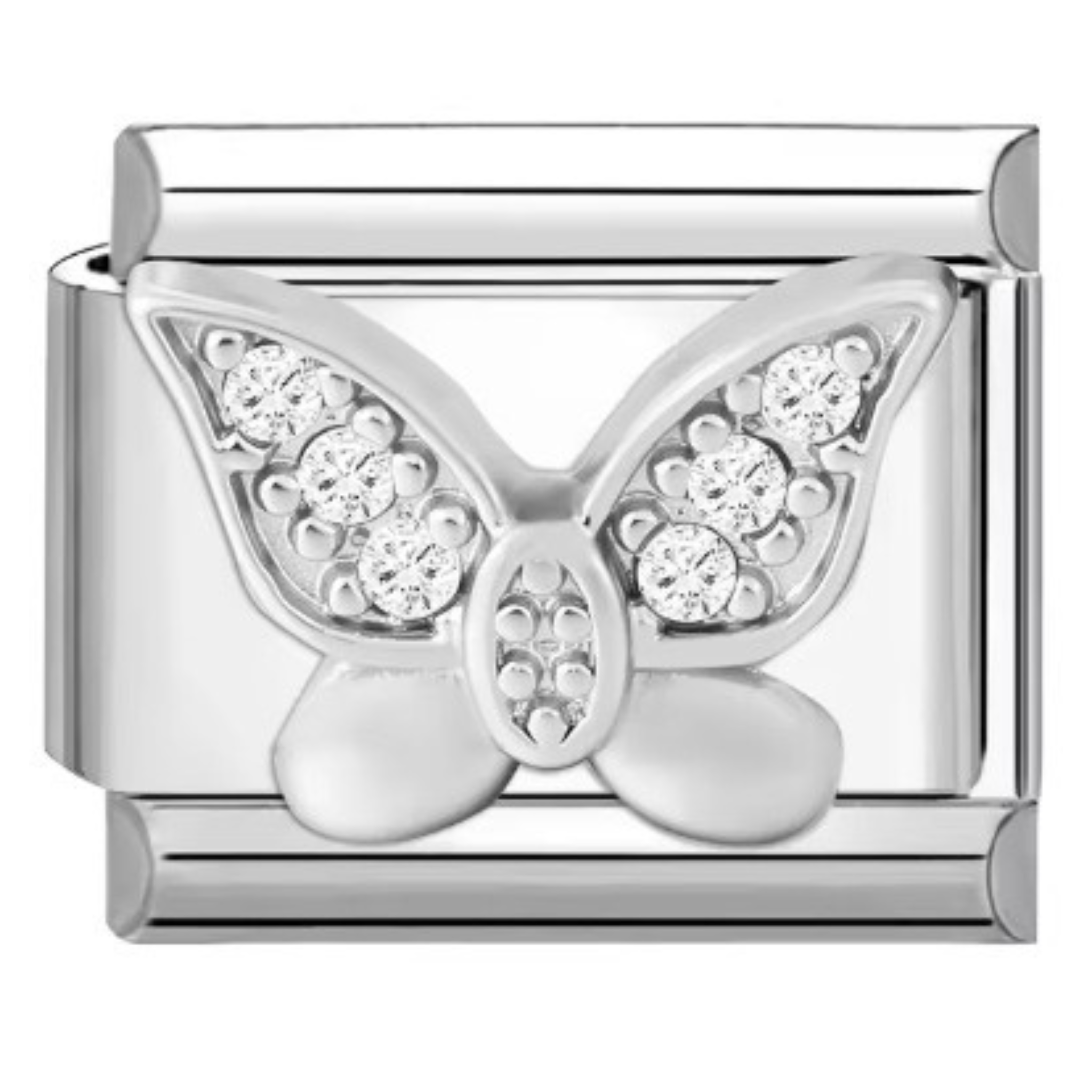 Crystal Butterfly Silver Charm